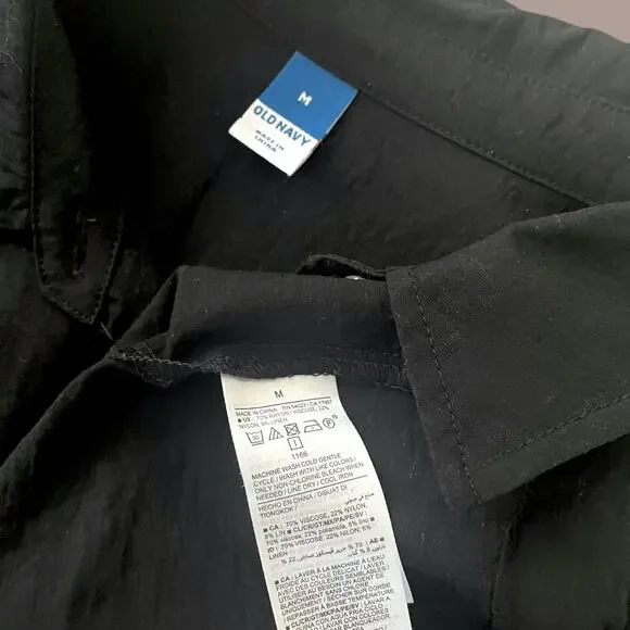 Old Navy Black Twist-Front Waist-Defined Midi Shirt Dress Size M - Picture 8 of 8